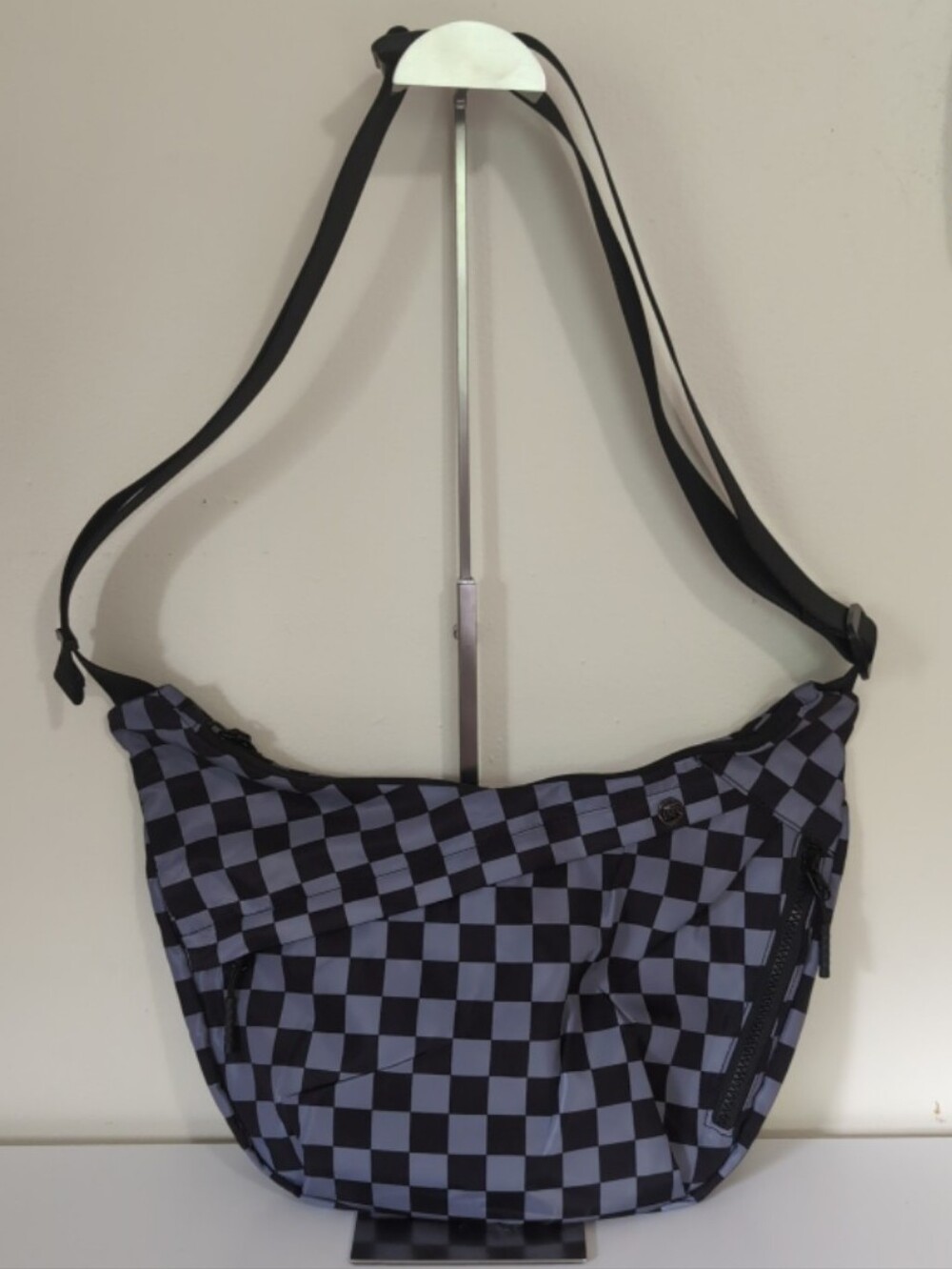 Iris & Rainbow Black Gray Checkered Hip Hugger Crossbody Bag